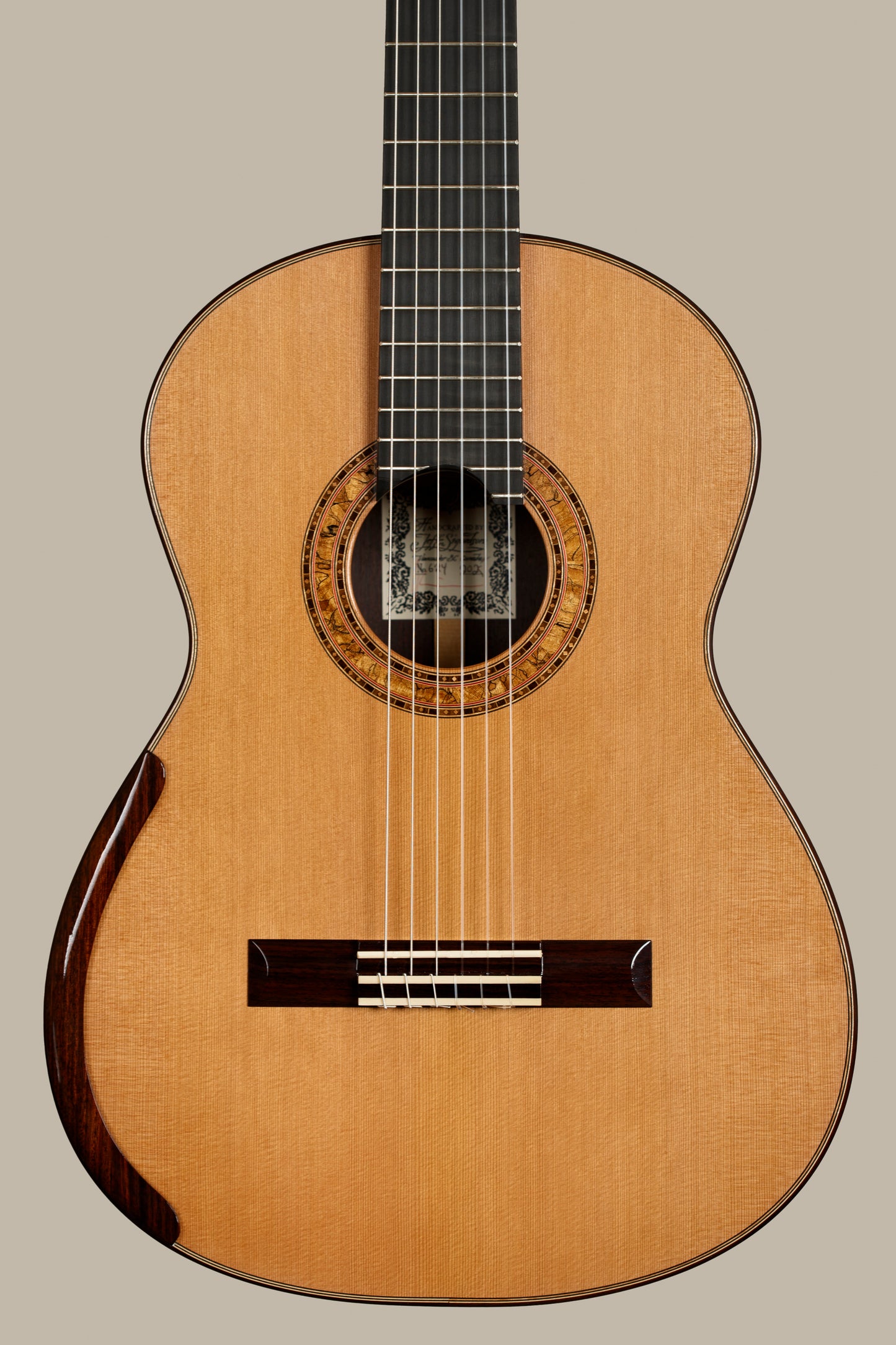 Jeff Sigurdson 2025 Cedar Doubletop (No. 624) 640mm scale – Indian Rosewood back & sides – Balsa core – Armrest & soundport
